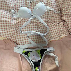 White flower bathing suit